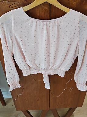 H&M Light Pink Top With Gold Dots